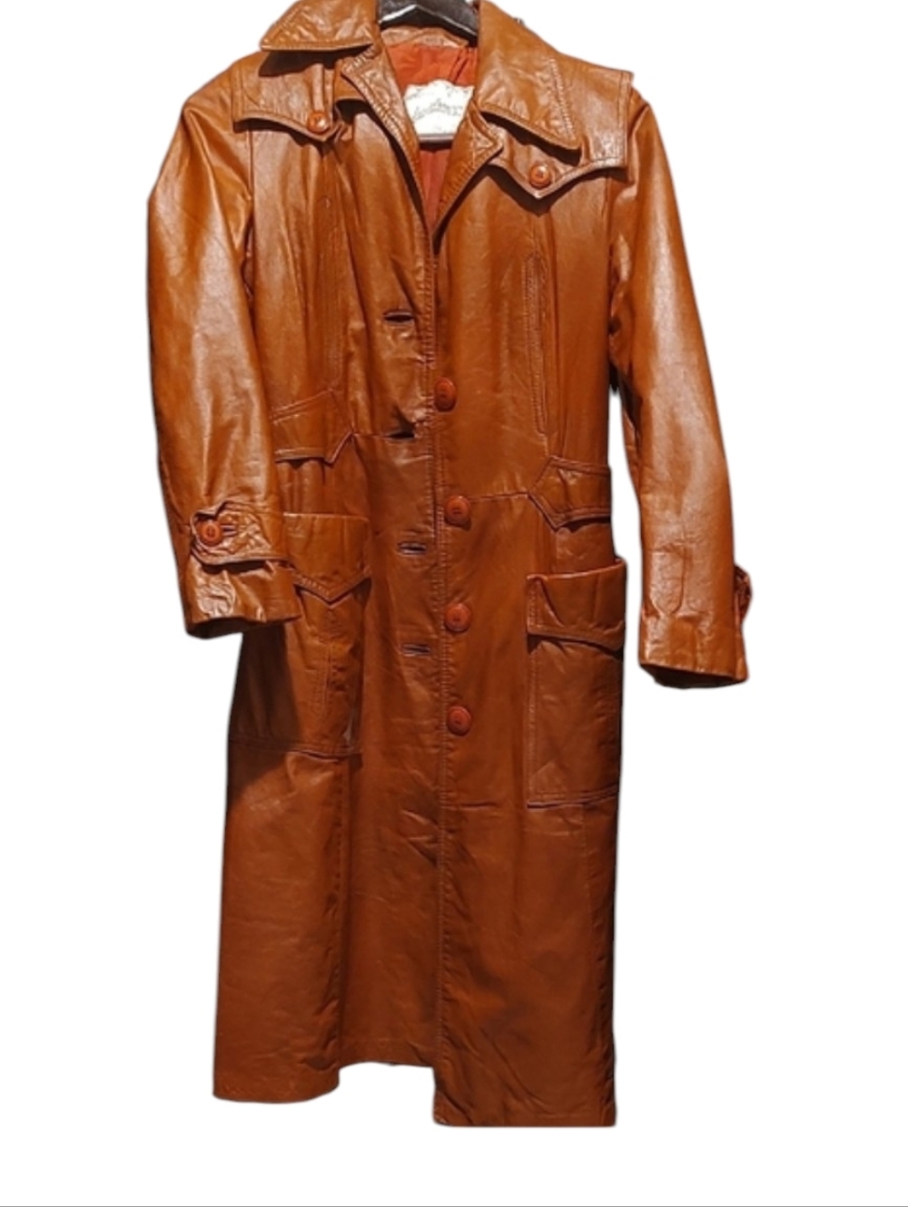 Women's Genuine Brown Leather Trench Coat